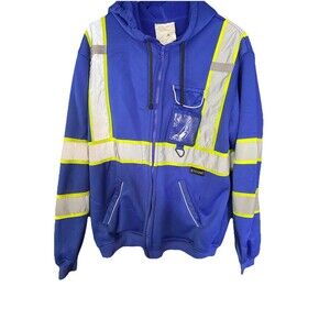 Safety Hoodie Jacket, High Vis Reflective Safety Fleece Hoodie PPE Gear SZ L